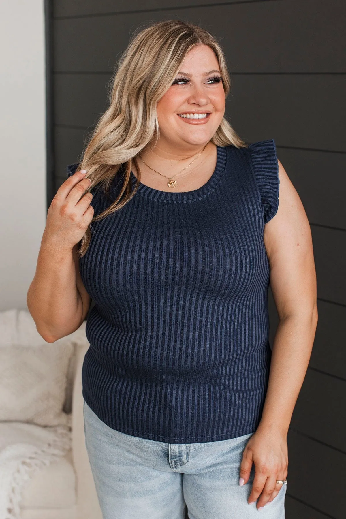 Late Night Romance Knit Top- Navy