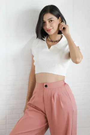 LEXI Crop Knit Shirt (White)