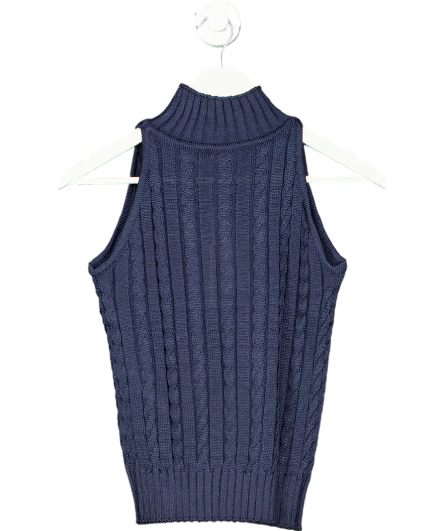 LilySilk Blue 100% Wild Silk Sleeveless Sweater UK XS
