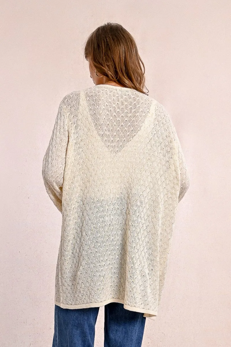 LONG KNITTED VEST, LONG SLEEVES