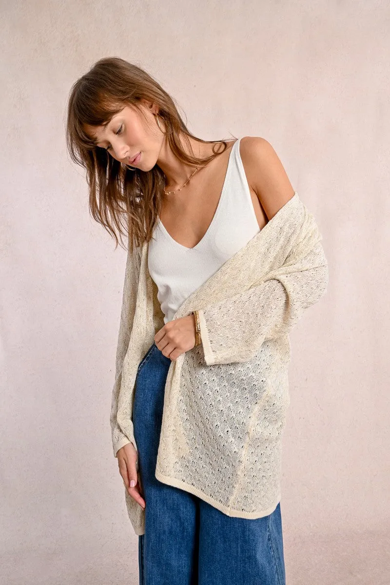 LONG KNITTED VEST, LONG SLEEVES