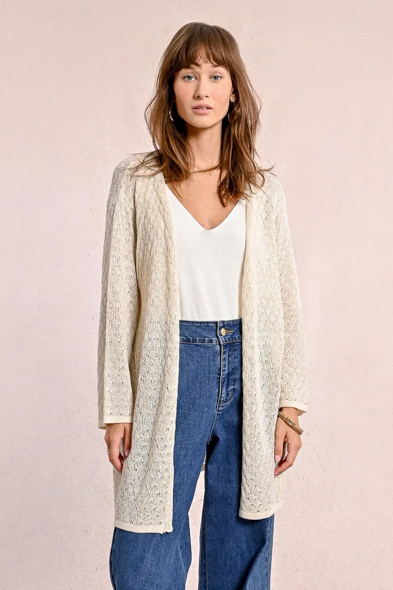 LONG KNITTED VEST, LONG SLEEVES