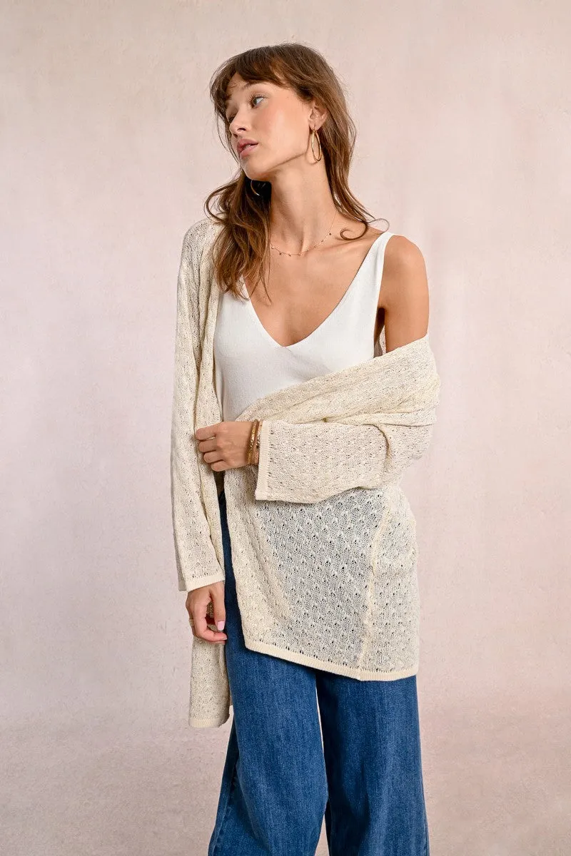 LONG KNITTED VEST, LONG SLEEVES