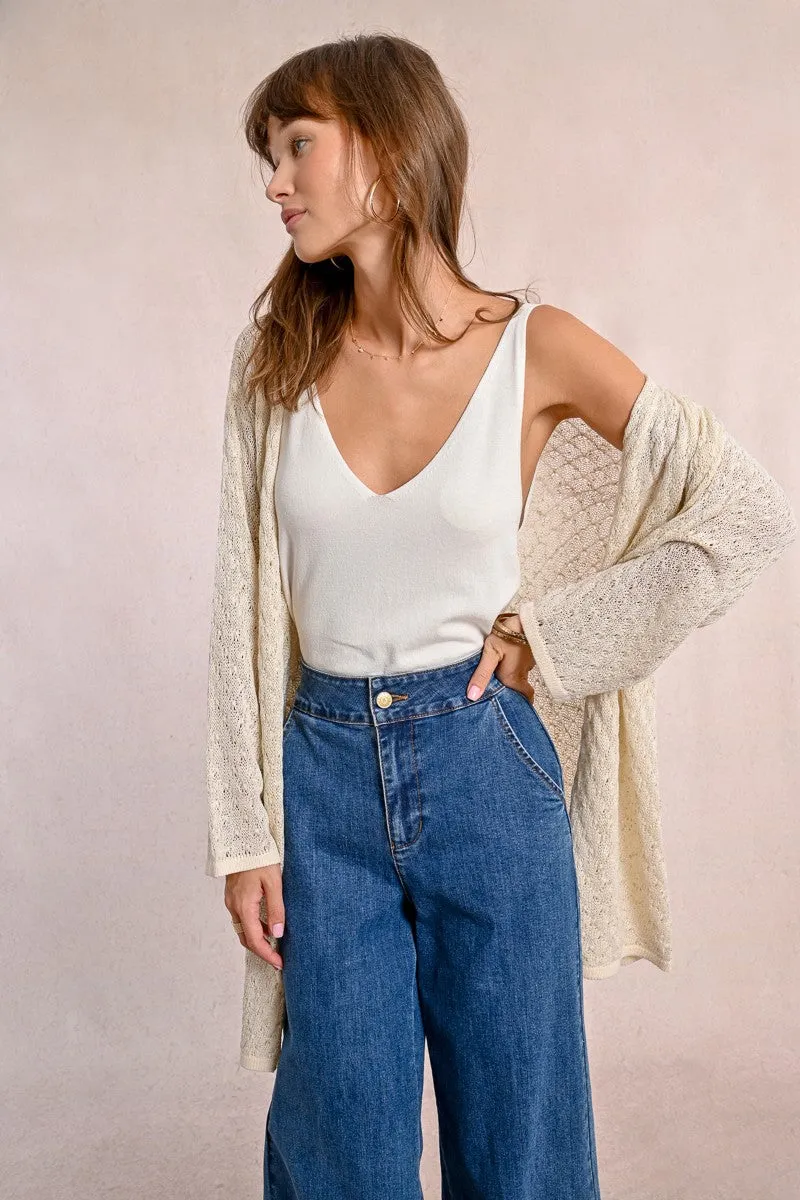 LONG KNITTED VEST, LONG SLEEVES