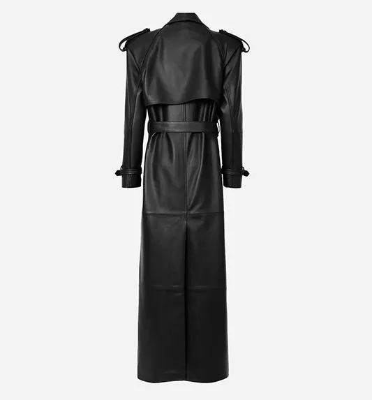 Long Leather Trench Coat