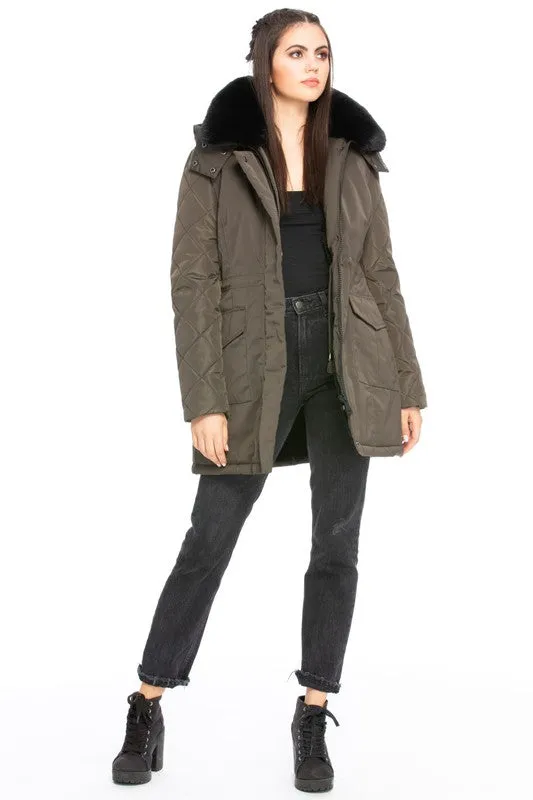 Long Quilted Hooded Coat