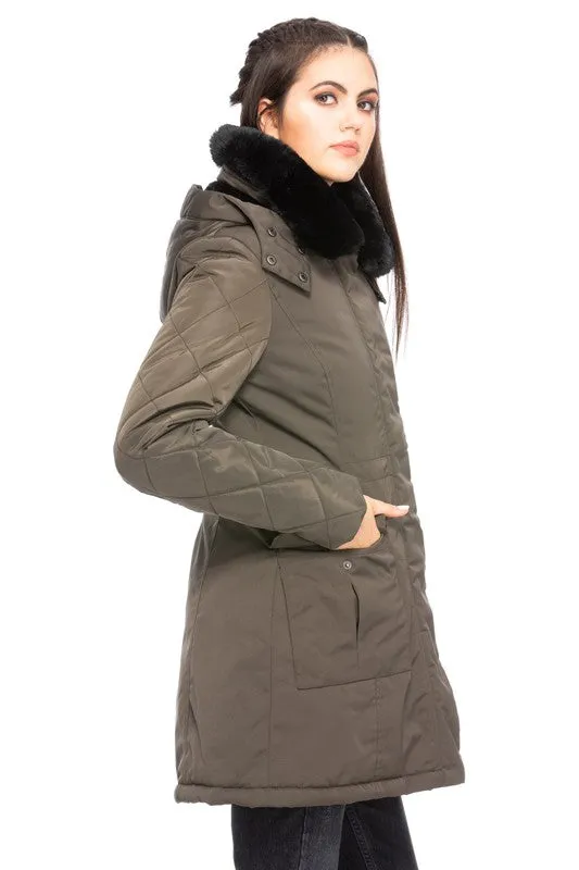 Long Quilted Hooded Coat