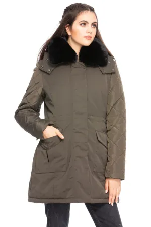 Long Quilted Hooded Coat