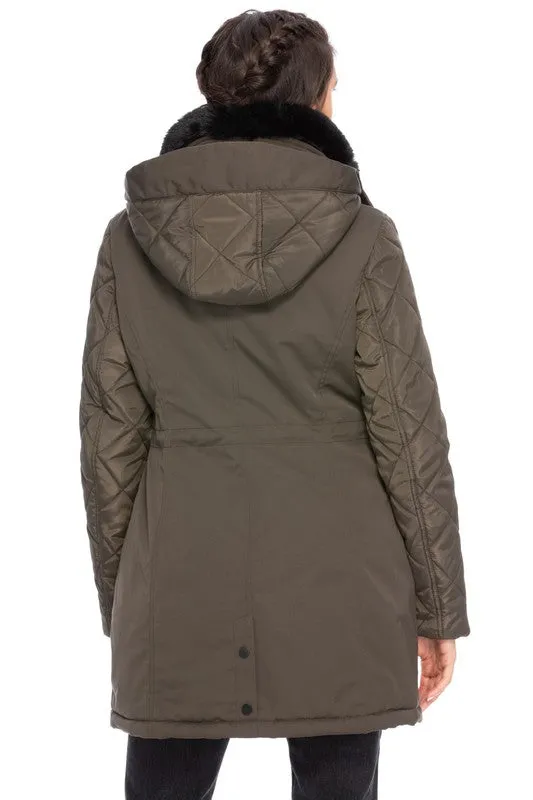 Long Quilted Hooded Coat