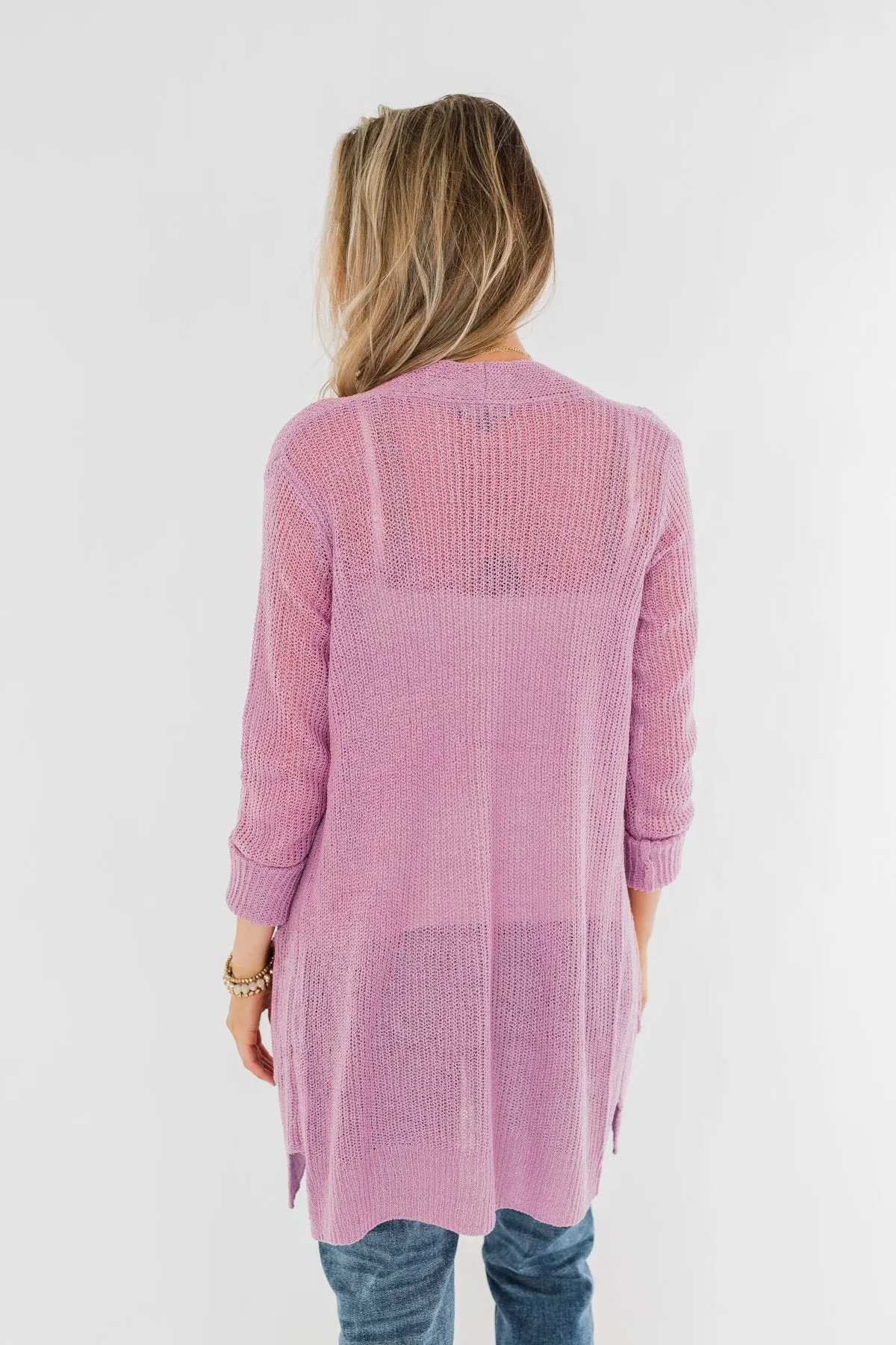 Long Sleeve Knit Cardigan- French Rose