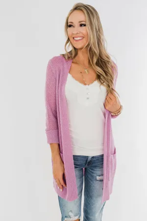 Long Sleeve Knit Cardigan- French Rose
