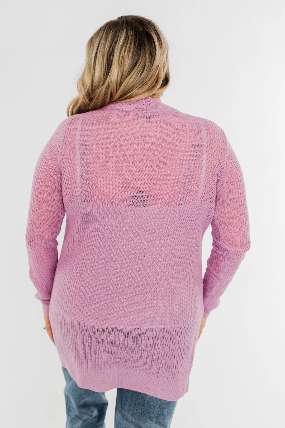 Long Sleeve Knit Cardigan- French Rose