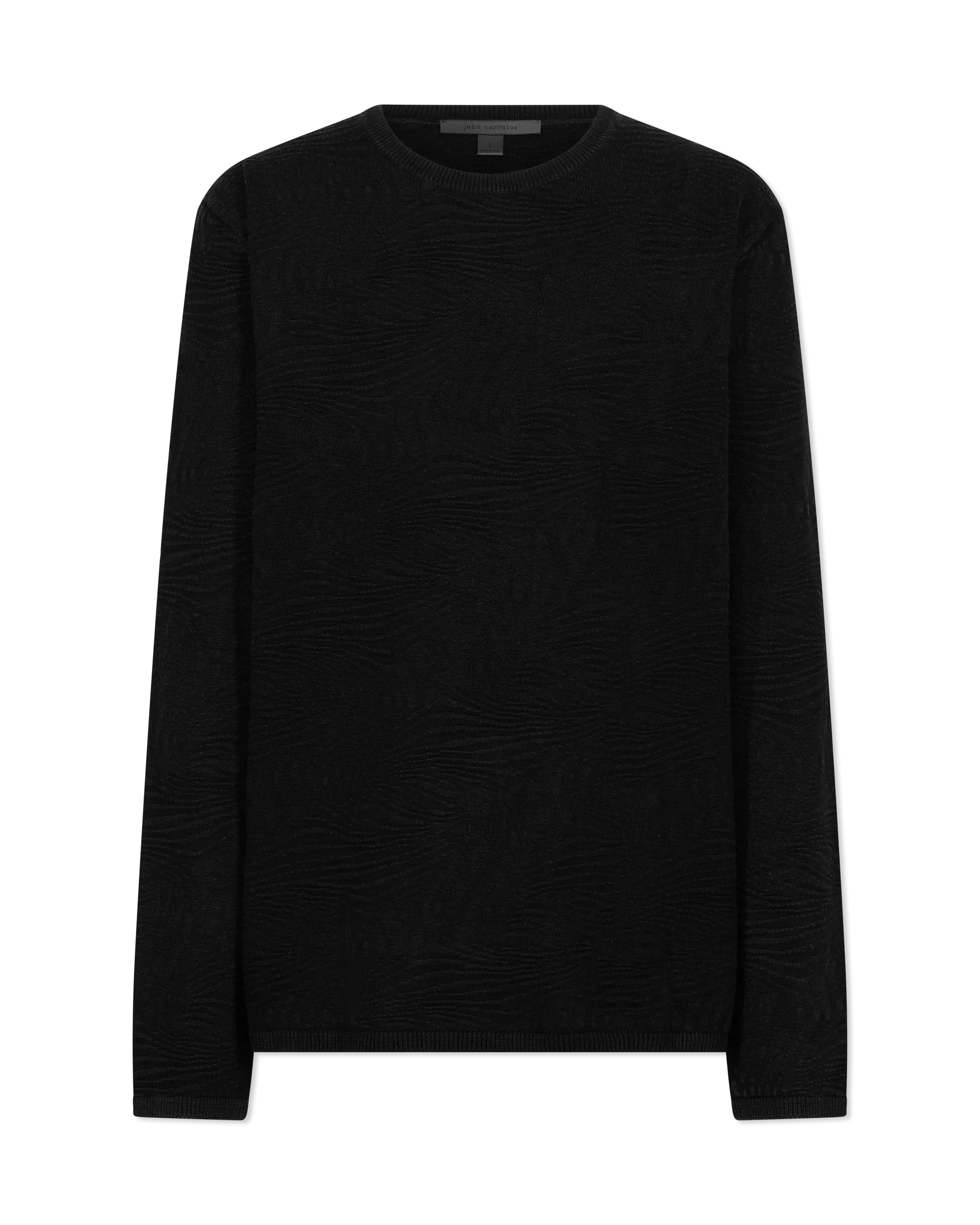 Long Sleeve Wave Texture Crewneck Sweater