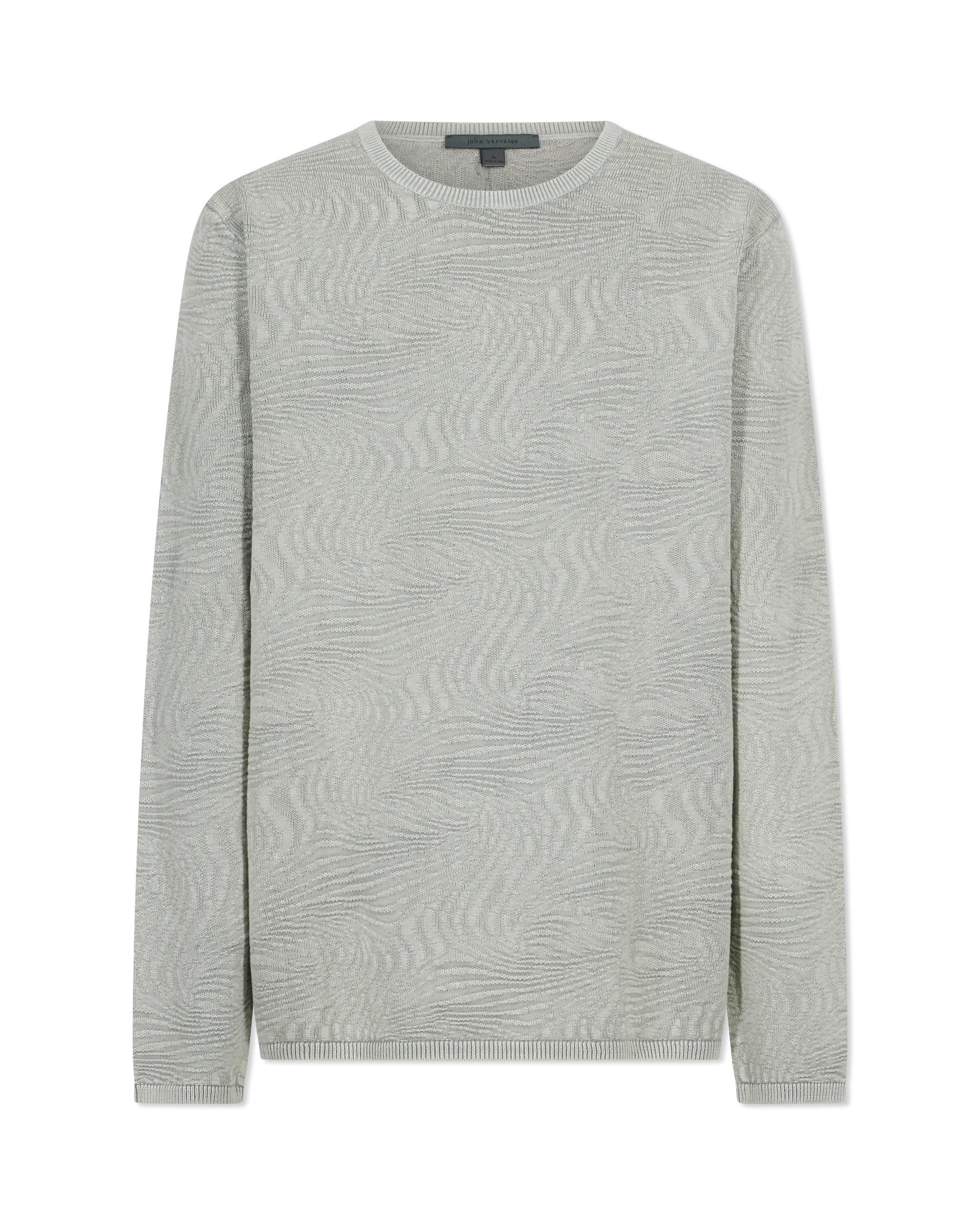Long Sleeve Wave Texture Crewneck Sweater