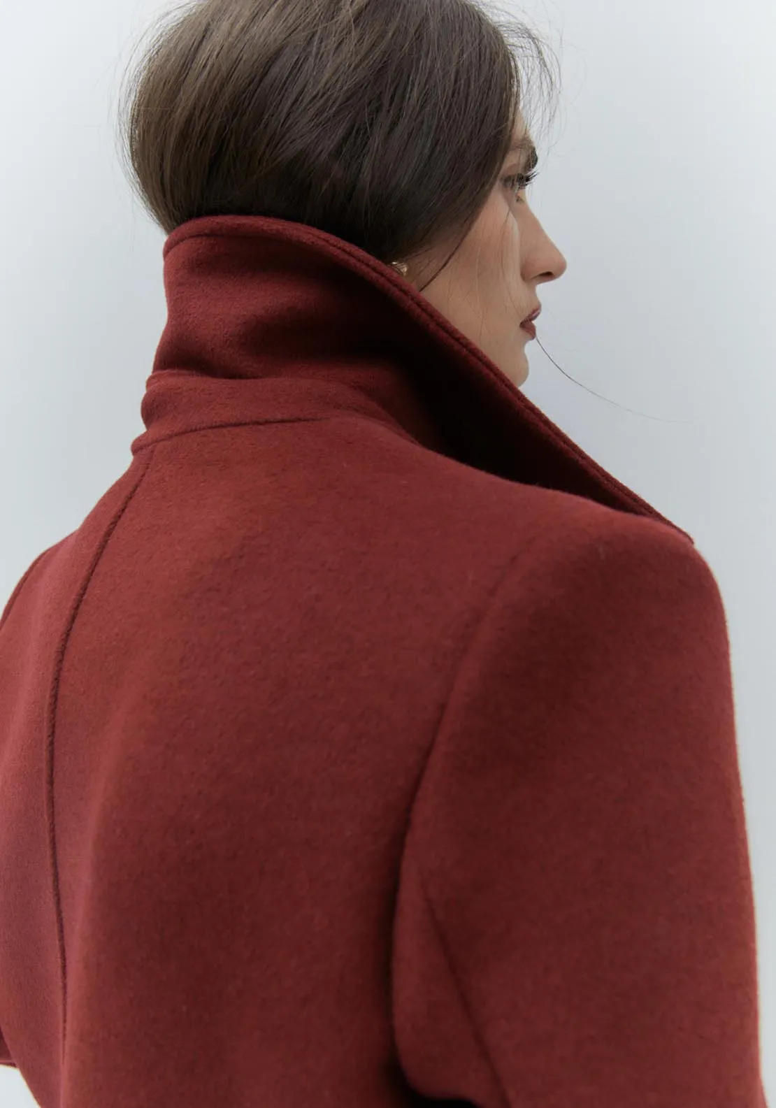 Long woollen coat - Burgundy