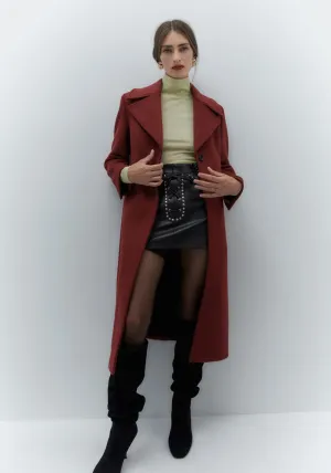 Long woollen coat - Burgundy