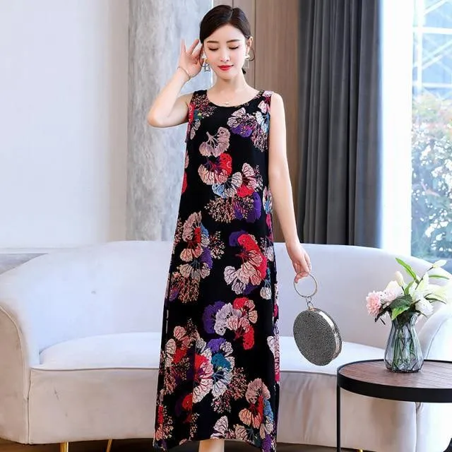 Loose Party Dress, Casual O-Neck Elegant And Sleeveless