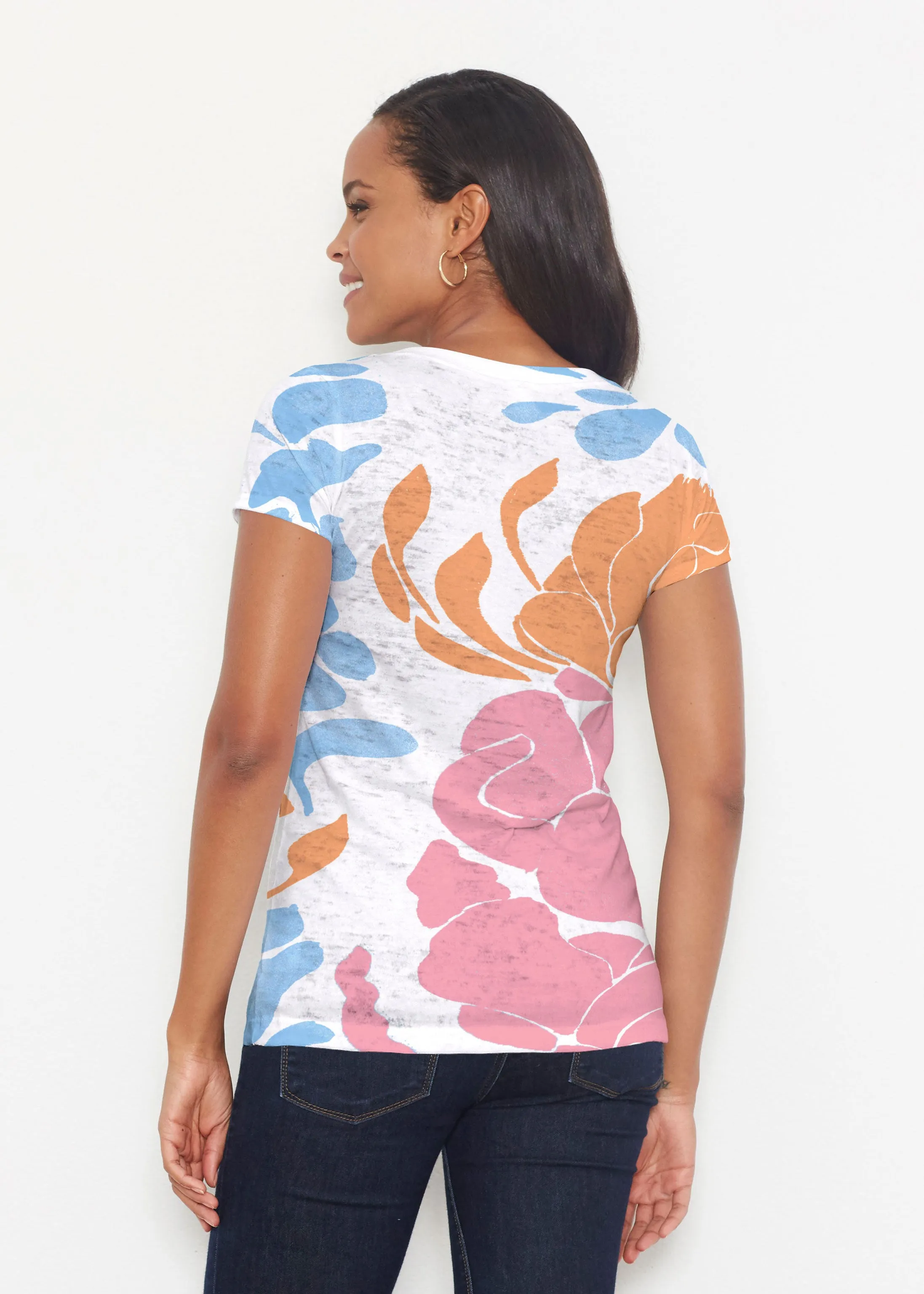 Lotus Pink/Orange (23058) ~ Short Sleeve Scoop Shirt
