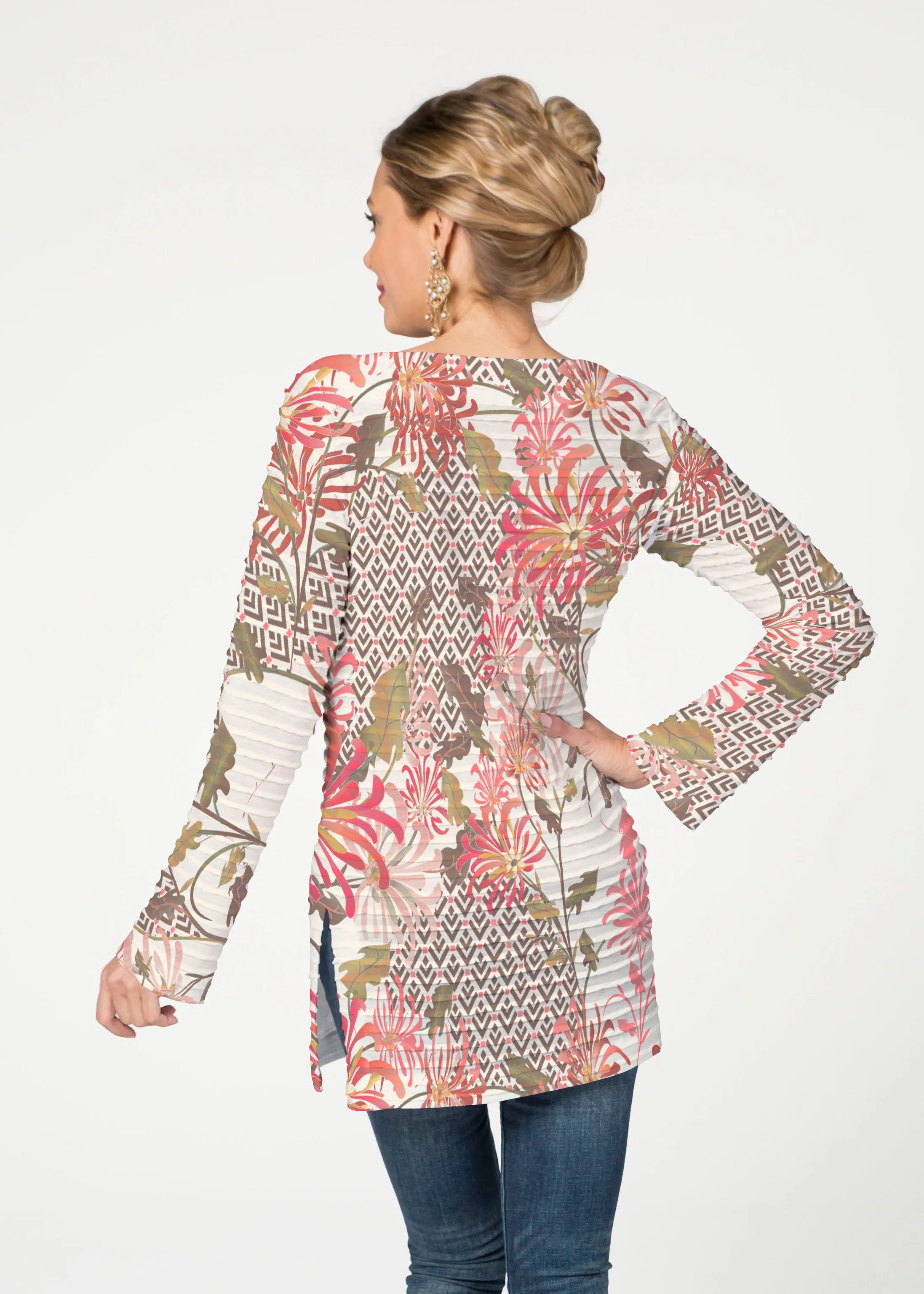 Lucia Chocolate (8129) ~ Banded Boatneck Tunic
