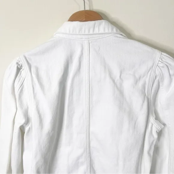 Madewell White Denim Puff-Sleeve Chore Jacket Size XS