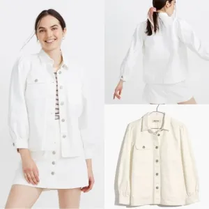 Madewell White Denim Puff-Sleeve Chore Jacket Size XS