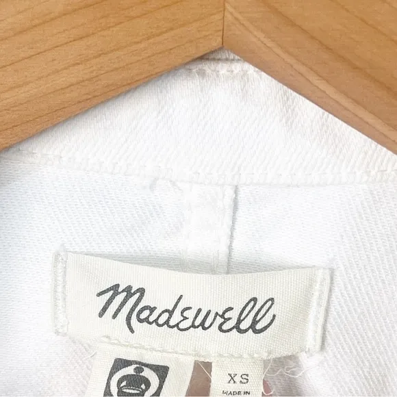 Madewell White Denim Puff-Sleeve Chore Jacket Size XS