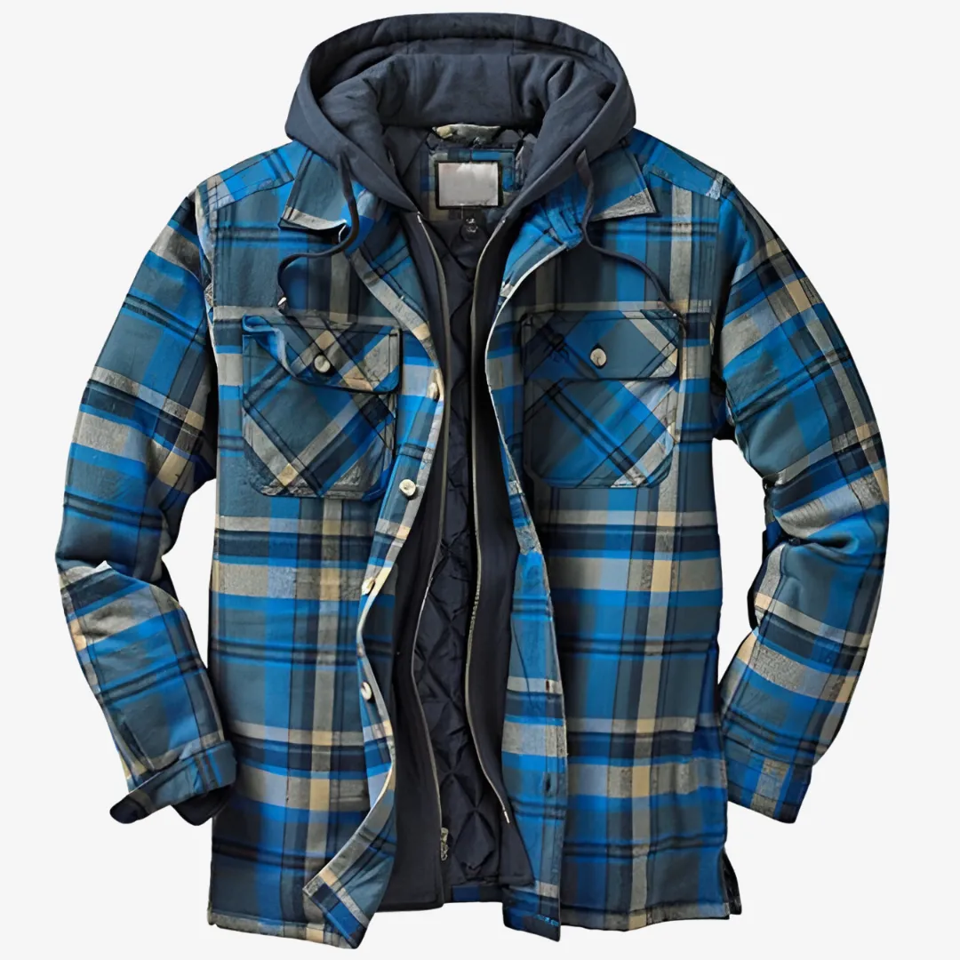 Manuel | Men’s Quilted Hooded Plaid Jacket