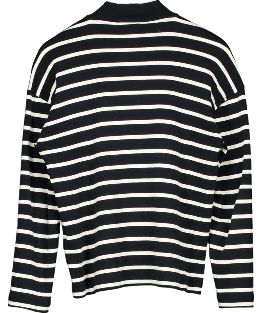 Massimo Dutti Blue Striped Cotton Top UK S