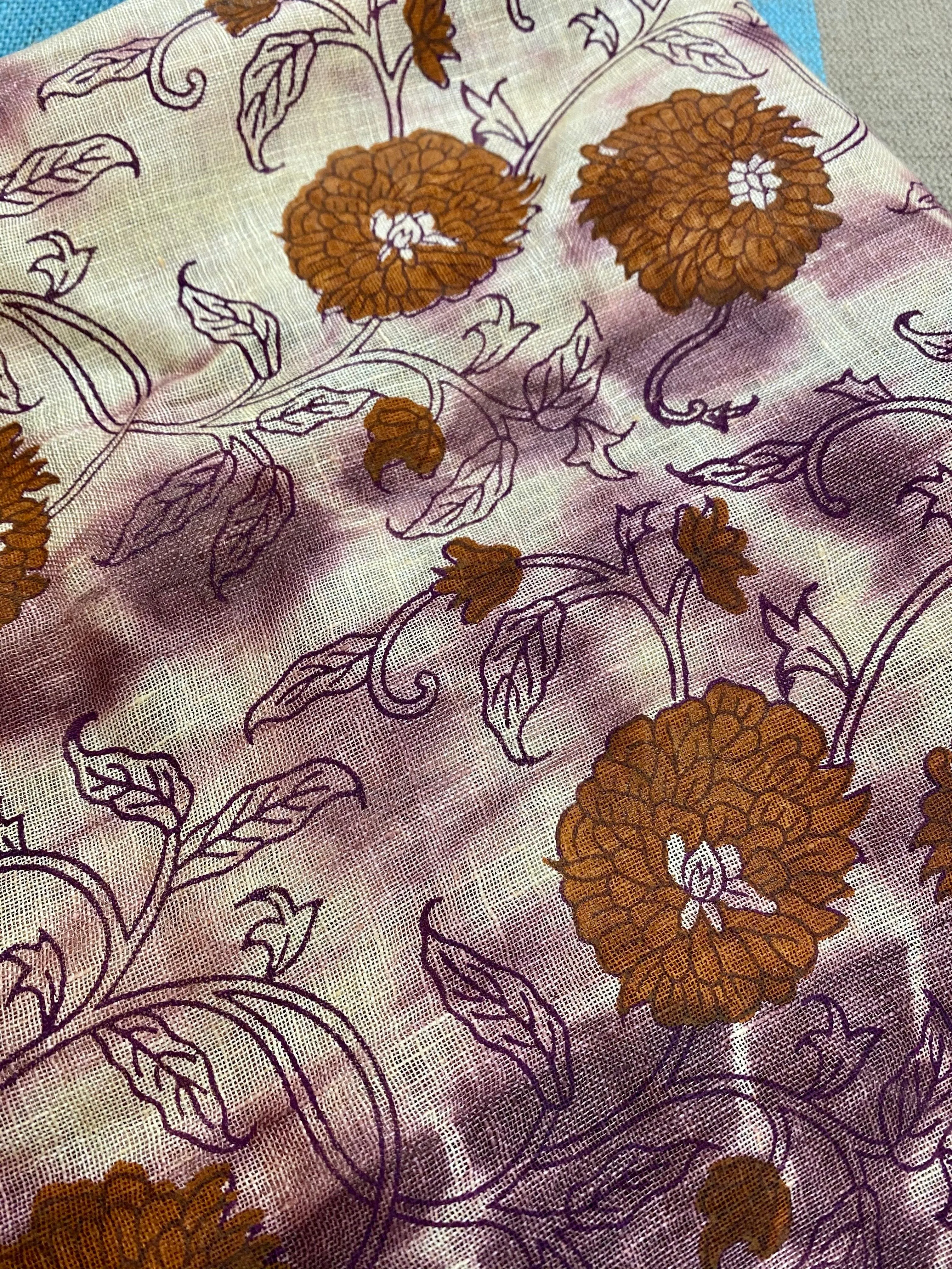 Mauve Magic Block Printed Pure Linen Scarf