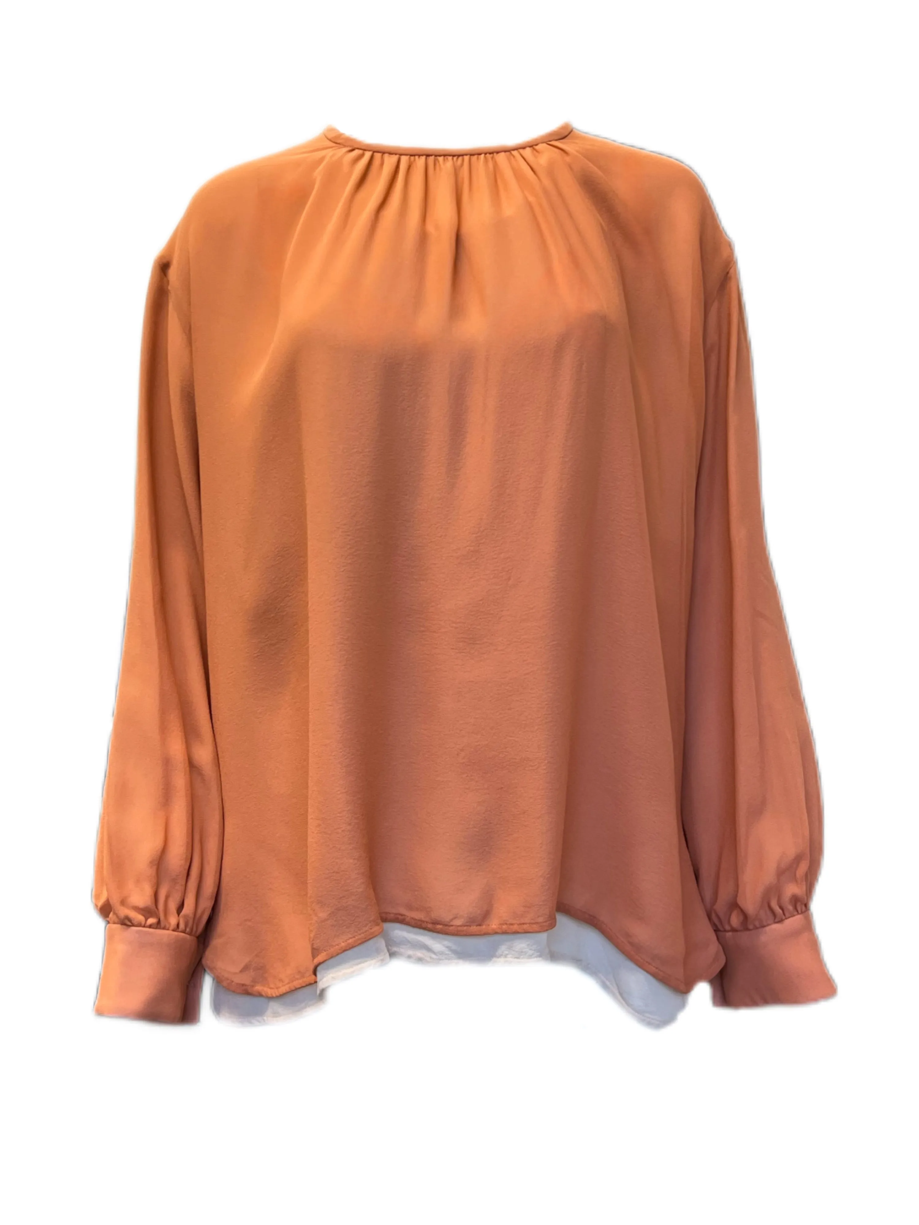 Max Mara Women's Copper Gettata Silk Blouse Size 8 NWT