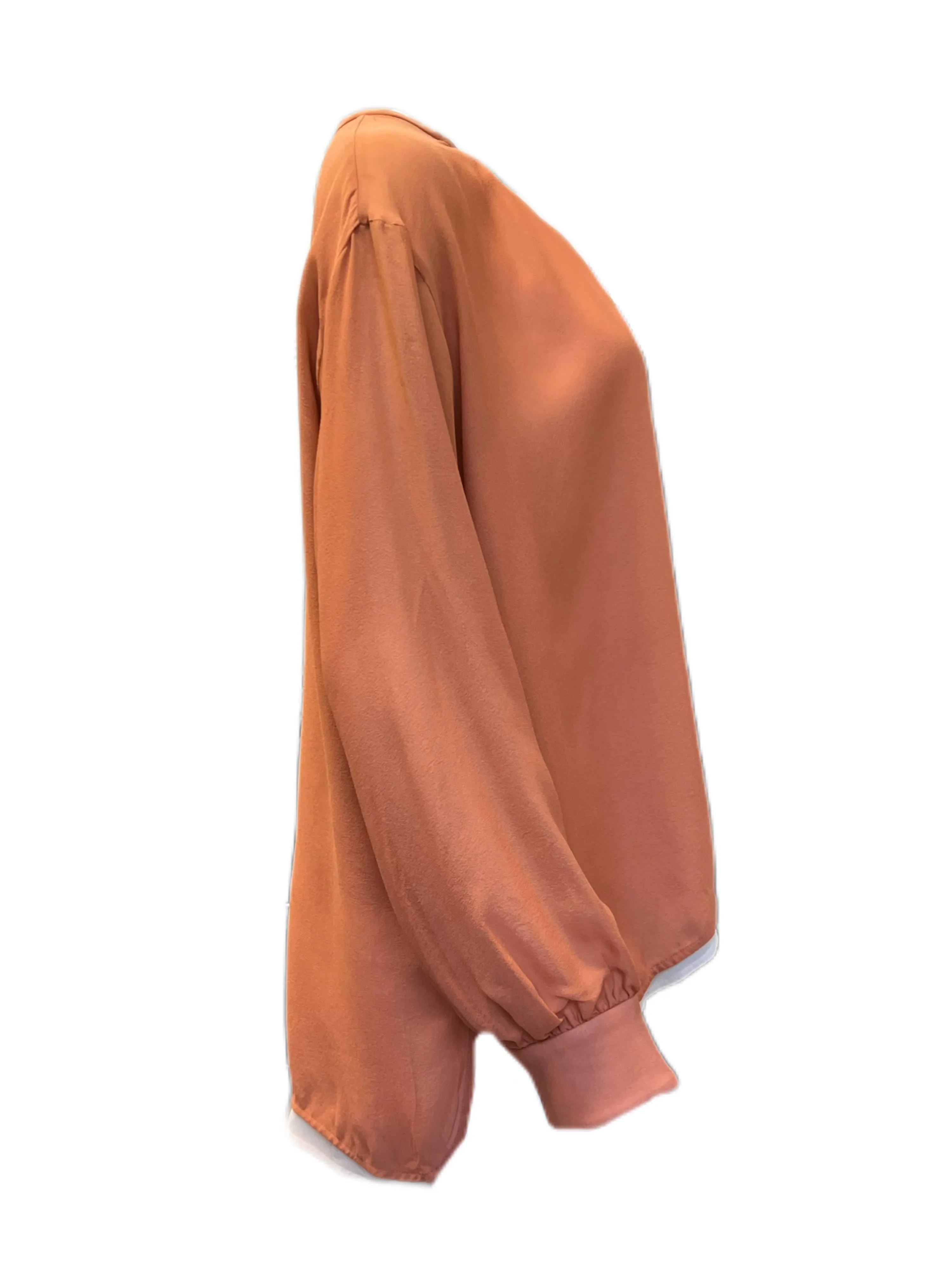 Max Mara Women's Copper Gettata Silk Blouse Size 8 NWT