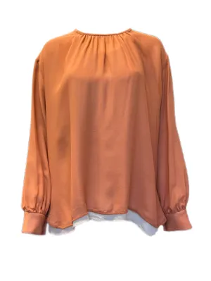 Max Mara Women's Copper Gettata Silk Blouse Size 8 NWT