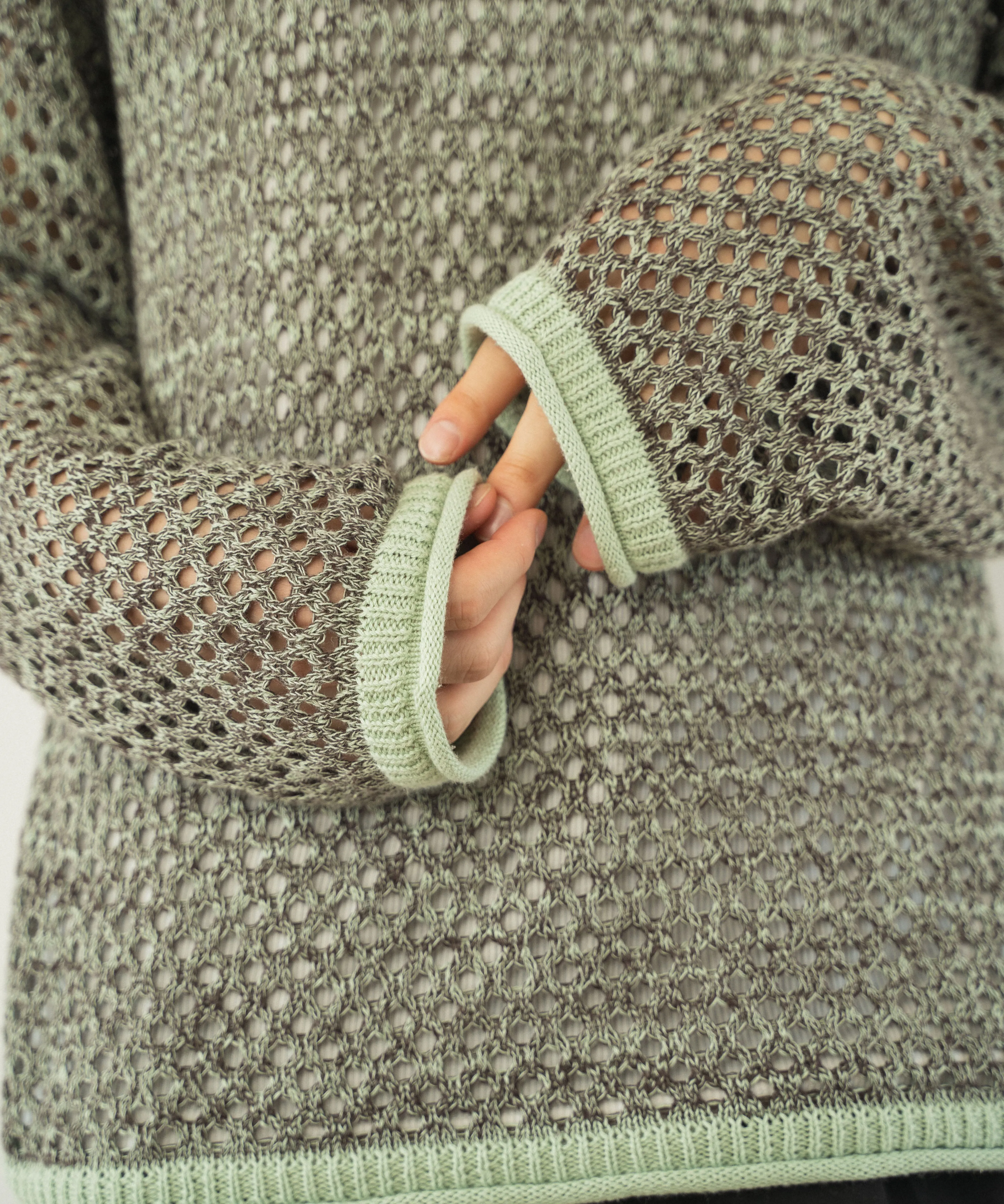 mech knit bicolor tops