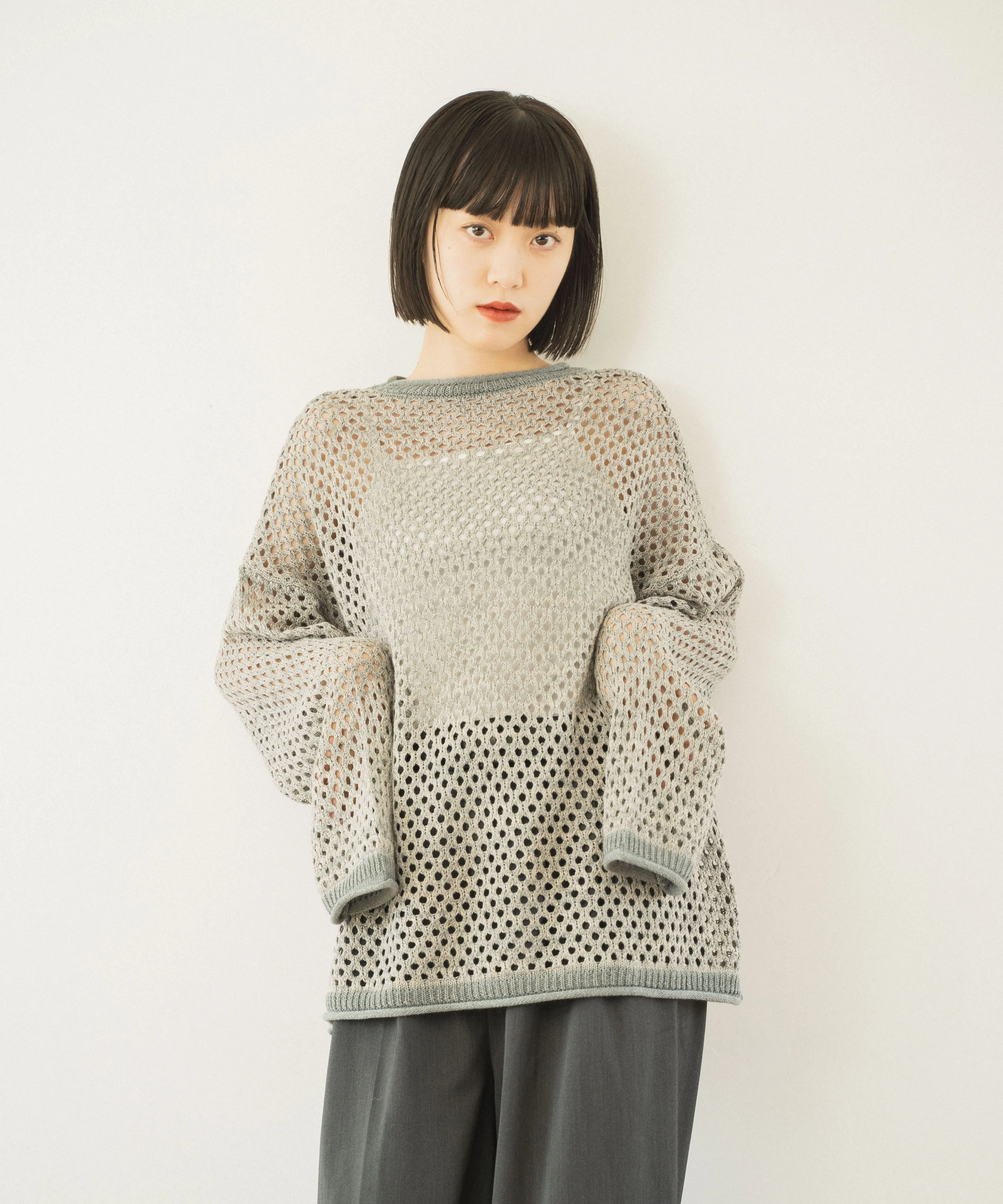 mech knit bicolor tops