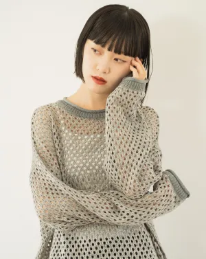 mech knit bicolor tops