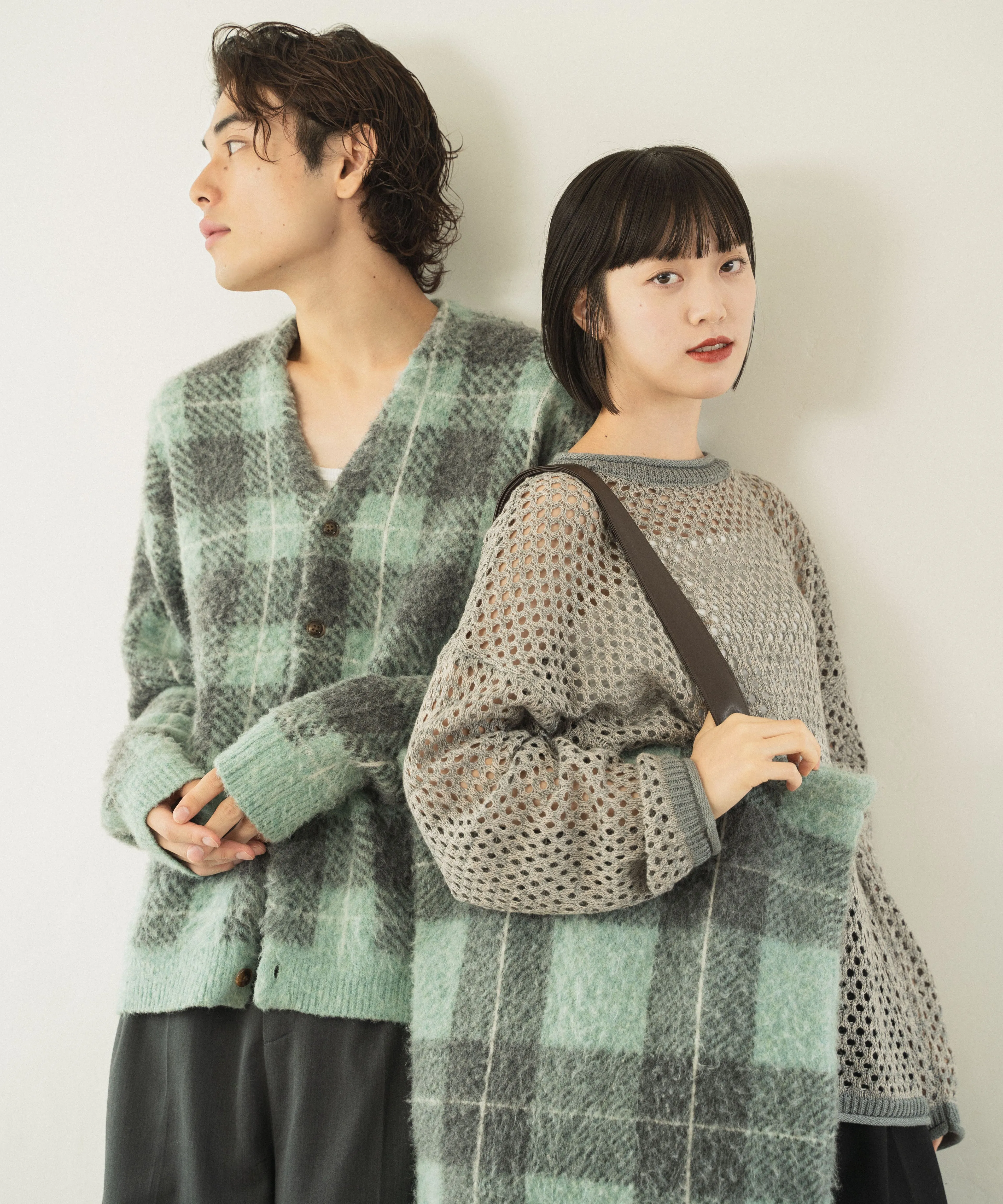 mech knit bicolor tops