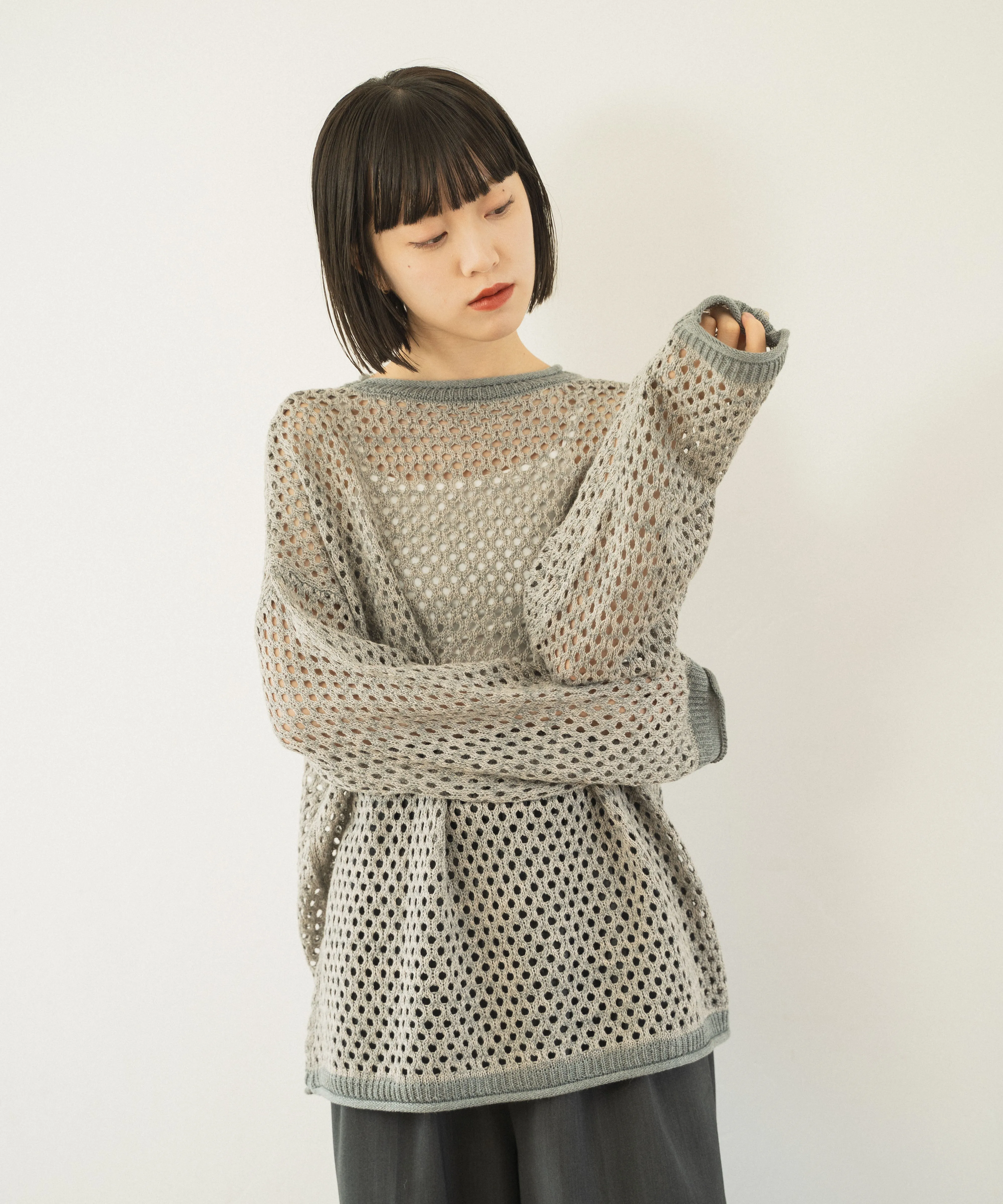 mech knit bicolor tops