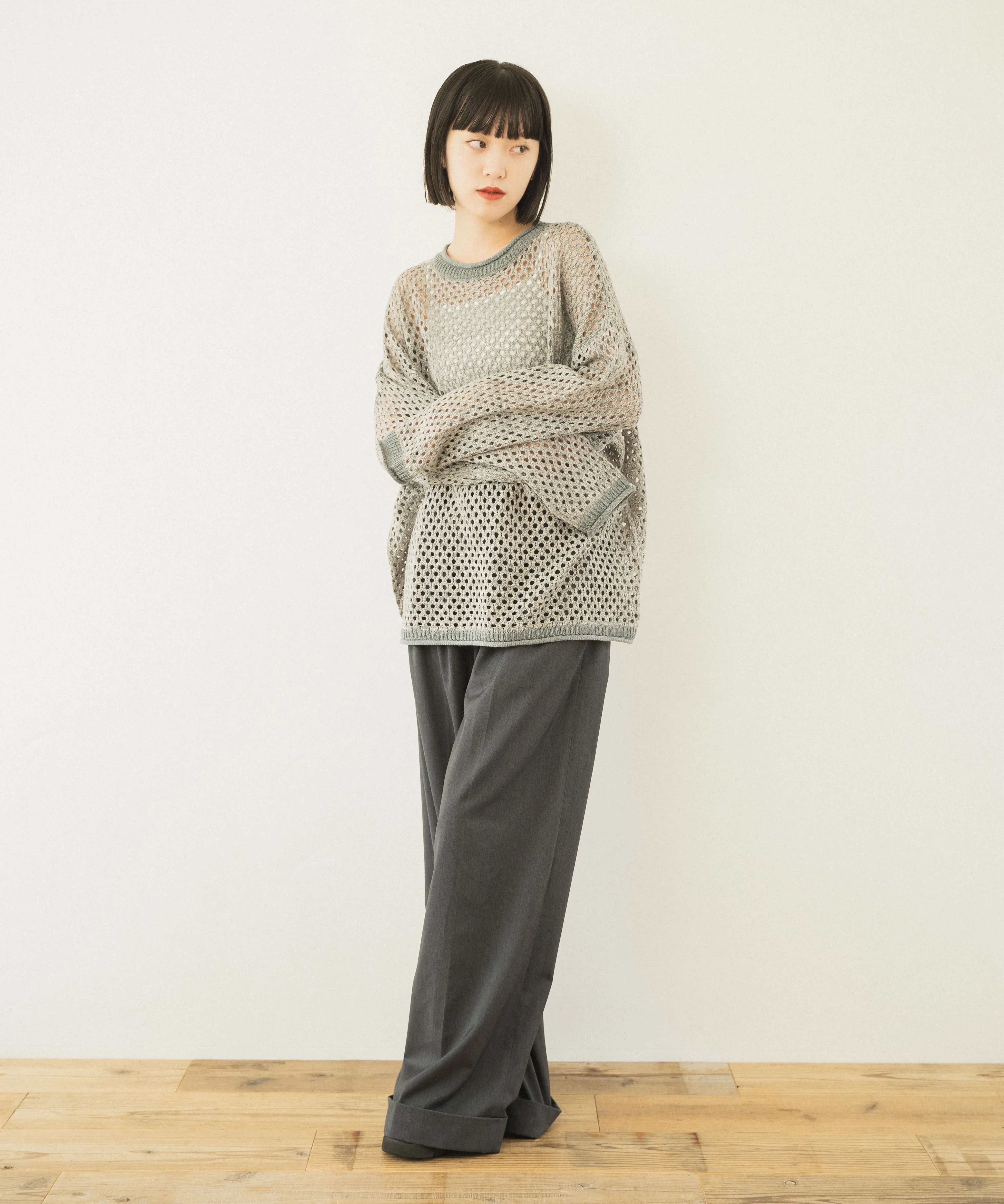 mech knit bicolor tops