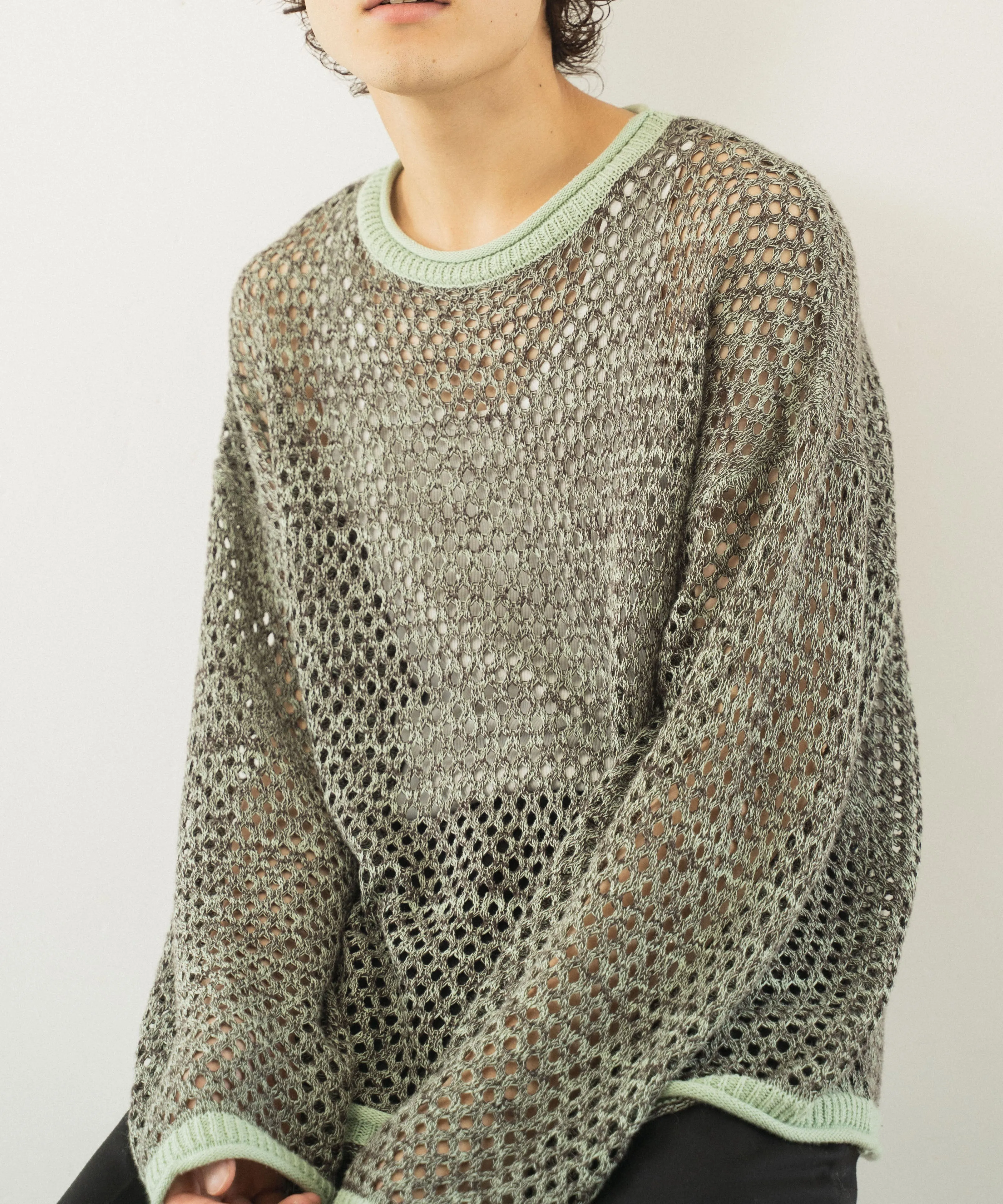 mech knit bicolor tops