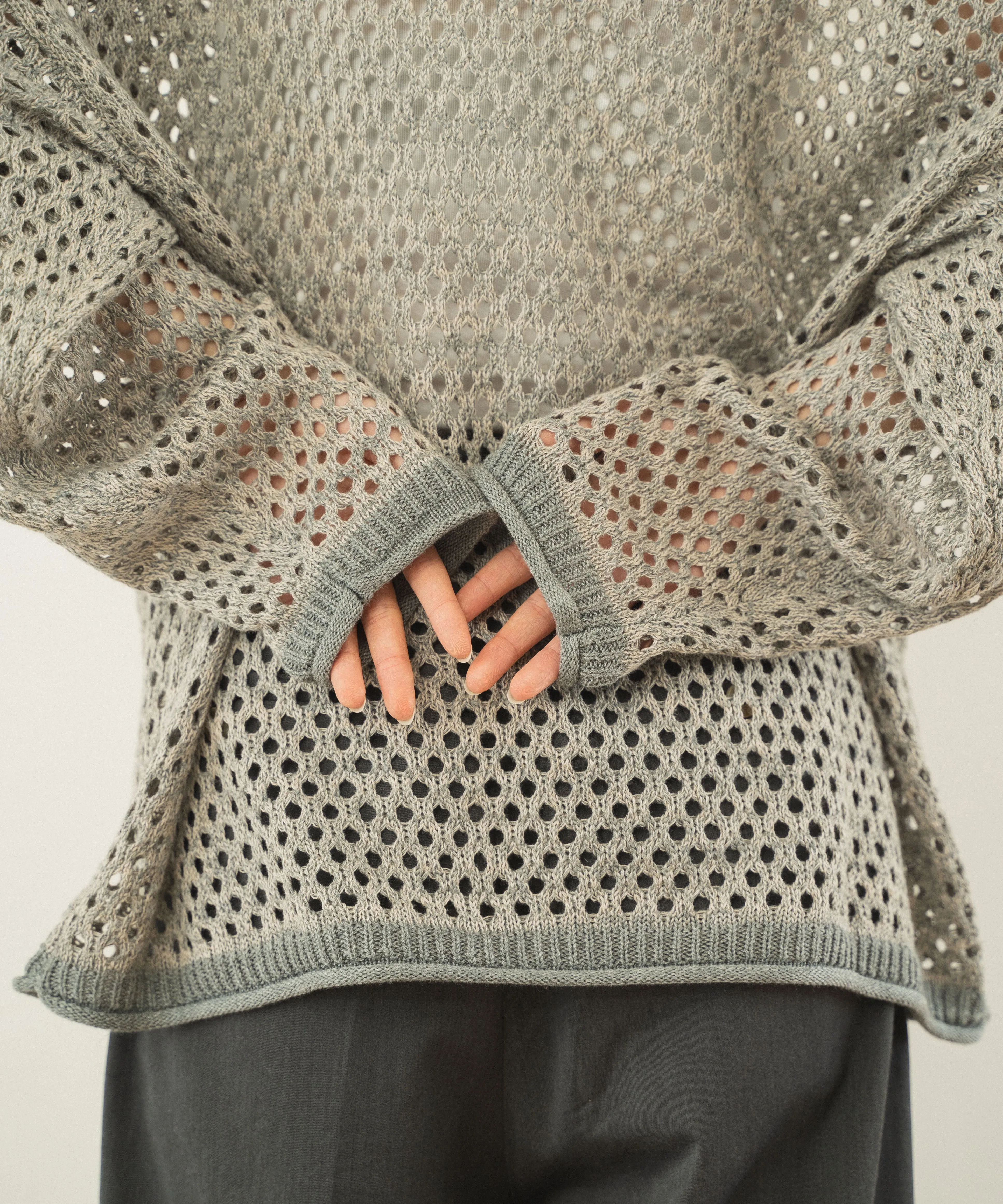 mech knit bicolor tops