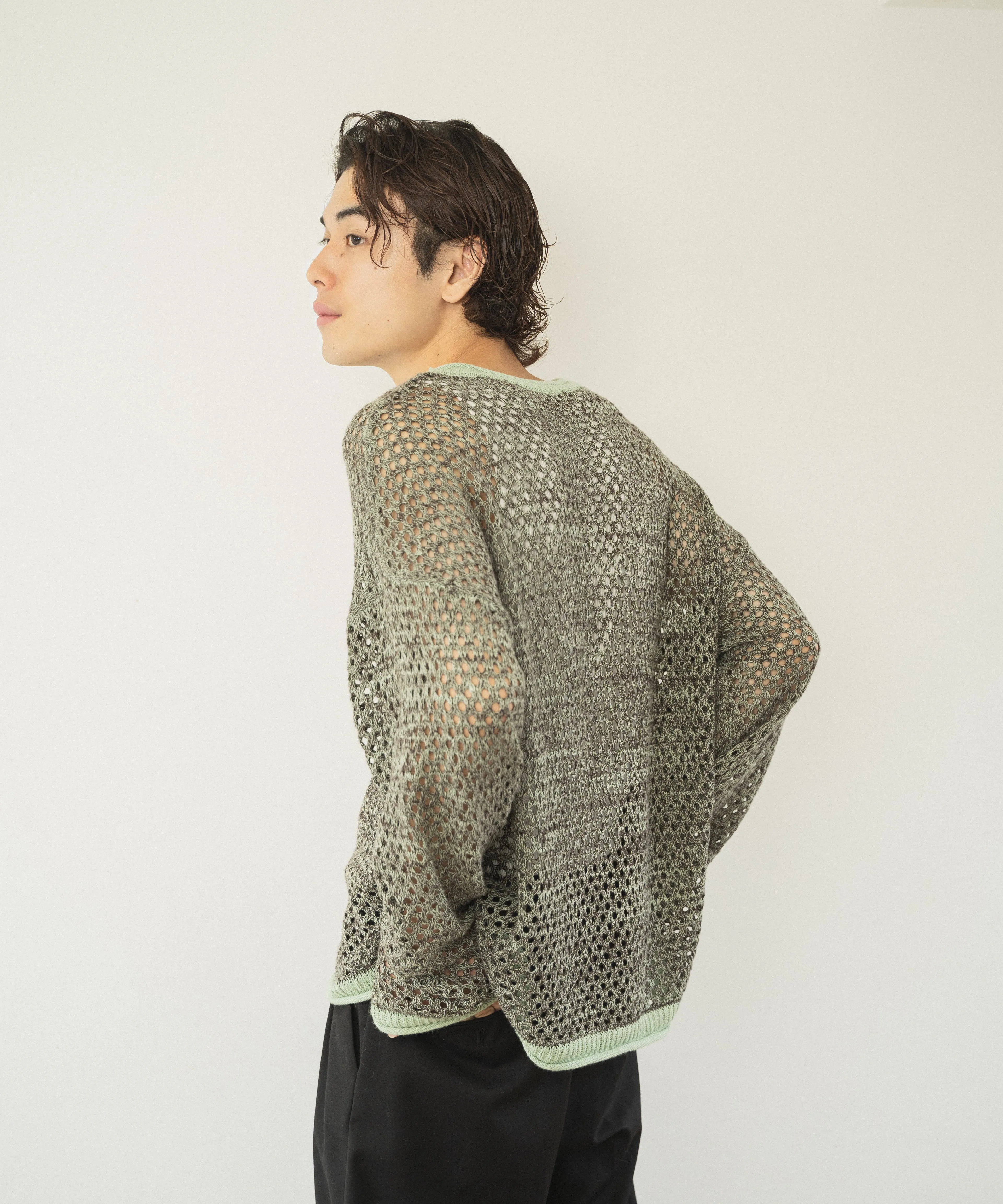mech knit bicolor tops