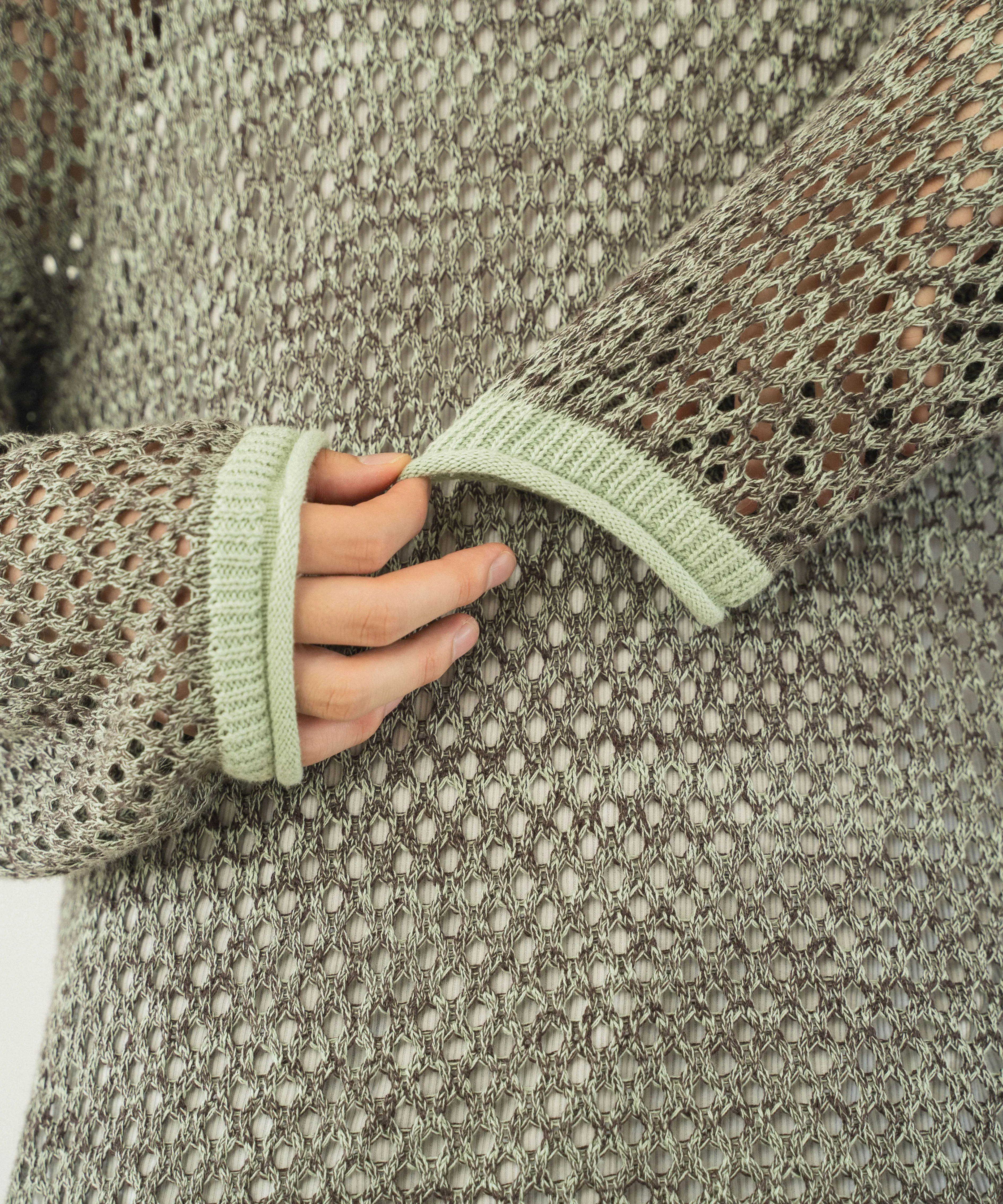 mech knit bicolor tops