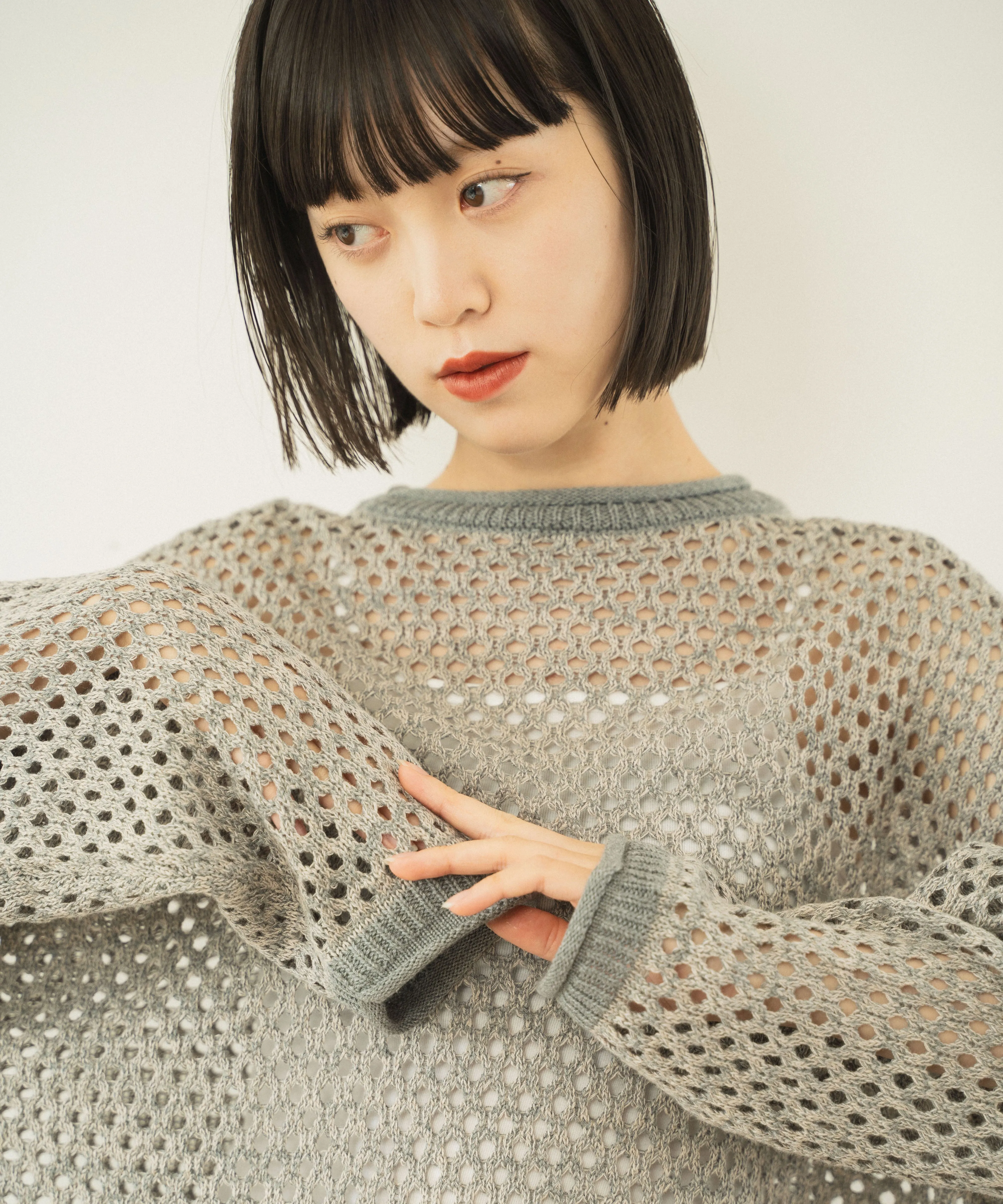 mech knit bicolor tops