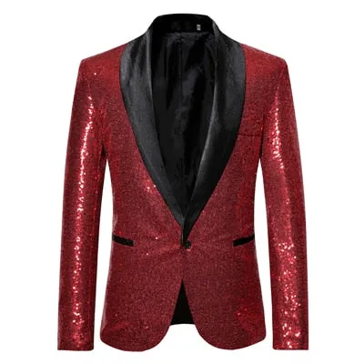 Men New Gold Silver Sequin Shiny Blazers Suit Jacket Men Fashion Night Club DJ Stage performances Wedding party Jacket