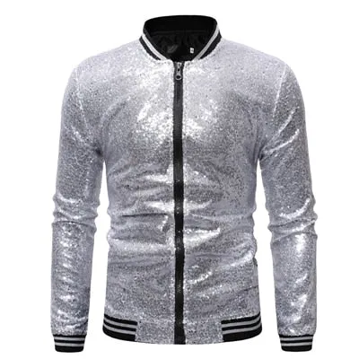 Men New Gold Silver Sequin Shiny Blazers Suit Jacket Men Fashion Night Club DJ Stage performances Wedding party Jacket