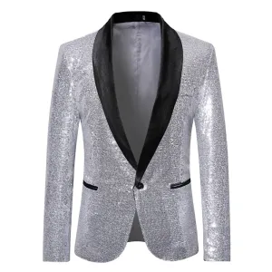 Men New Gold Silver Sequin Shiny Blazers Suit Jacket Men Fashion Night Club DJ Stage performances Wedding party Jacket