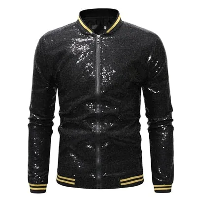 Men New Gold Silver Sequin Shiny Blazers Suit Jacket Men Fashion Night Club DJ Stage performances Wedding party Jacket