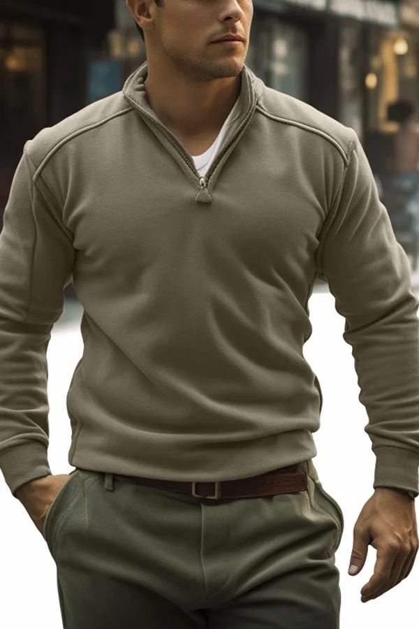 Men's Casual Fleece Solid Color Long Sleeves