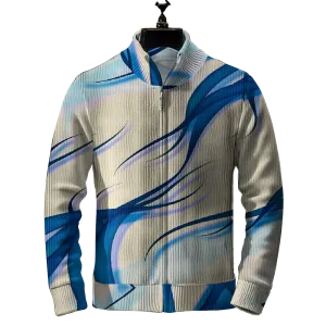 Men's Contrast Color Print Casual Pull Chain cardigan jacket