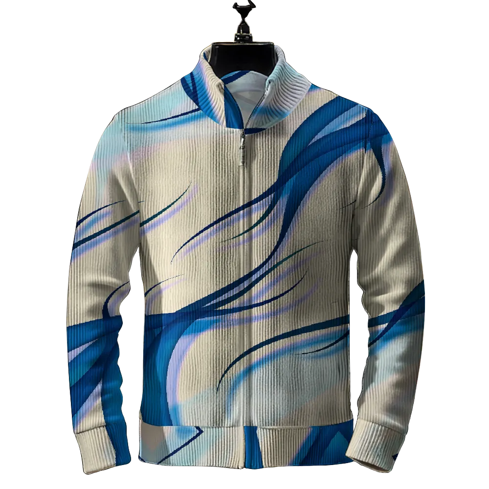 Men's Contrast Color Print Casual Pull Chain cardigan jacket